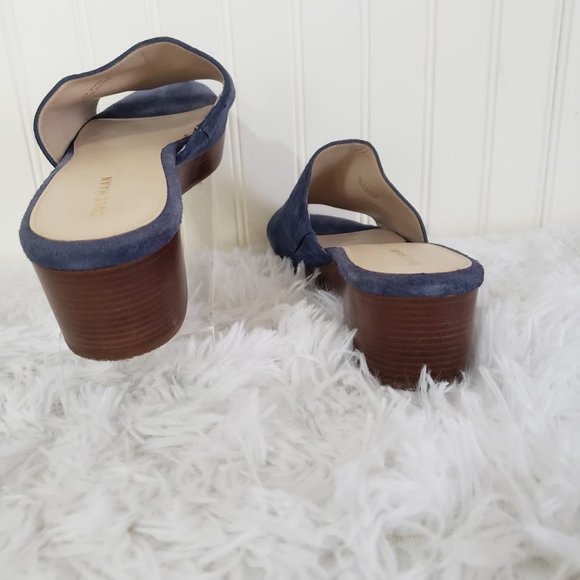 Cole Haan Women's Mules Sz 9B Block Heel Blue Suede Slip On Style - Picture 4 of 9